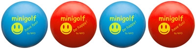 Minigolfbold be happy, larkeret