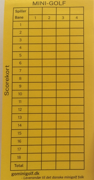 Minigolf blok, Scorekort 18 baner, 500 ark. 